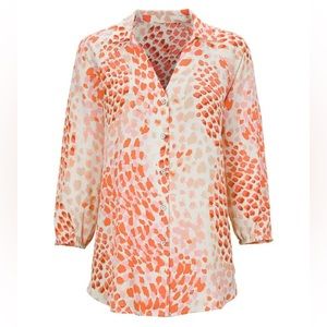 CAbi Women's Blouse - Orange and Cream Pattern